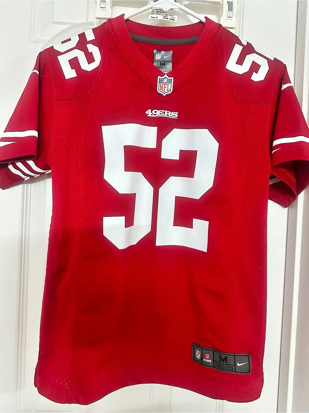 Nike San Francisco 49ers Hall of Fame Willis 52 Game Jersey Red White Size Mediu